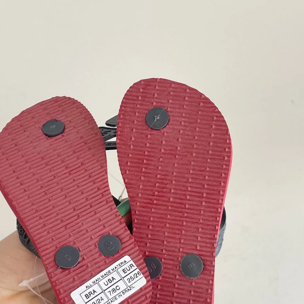 NWT Havaianas Kids Youth Optic Exp Flip Flop Red 7/8C Thong Beach Slipper Casual